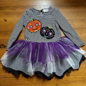 Emily Rose black white striped halloween long sleeve tutu dress SIZE 4T